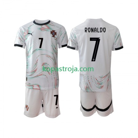 Billiga Fotbollströjor Portugal Cristiano Ronaldo 7 Barn Borta tröja 2025 Kortärmad